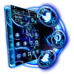 dark blue fractal theme launcher android application logo